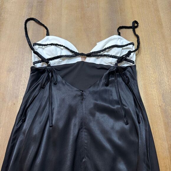 New For Love & Lemons Rita‎ Maxi Slip Dress Medium Rosetta Cup Satin Open Back - Picture 10 of 14